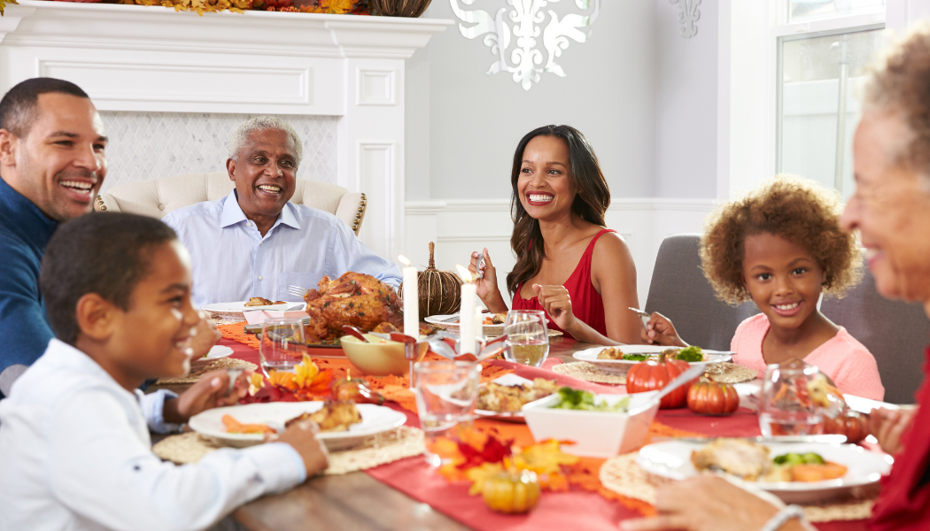 family gathered around table