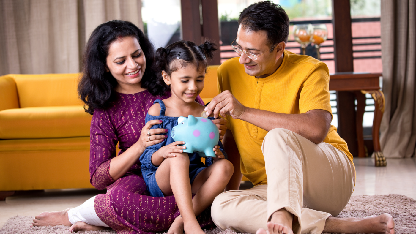 Family saving money